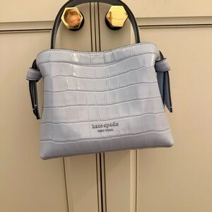 Kate Spade Pale Blue Croc-Embossed Shoulder Bag